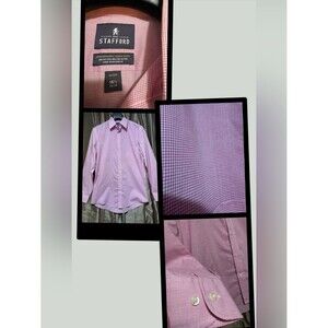 Stafford Men’s Red & White Button-Down Dress Shirt 1794